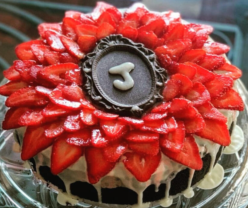 Strawberry Topped Oreo Cheesecake